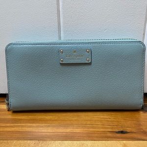 Kate Spade Neda Wellesley Accordion zipper wallet Robins Egg Blue RARE in EUC